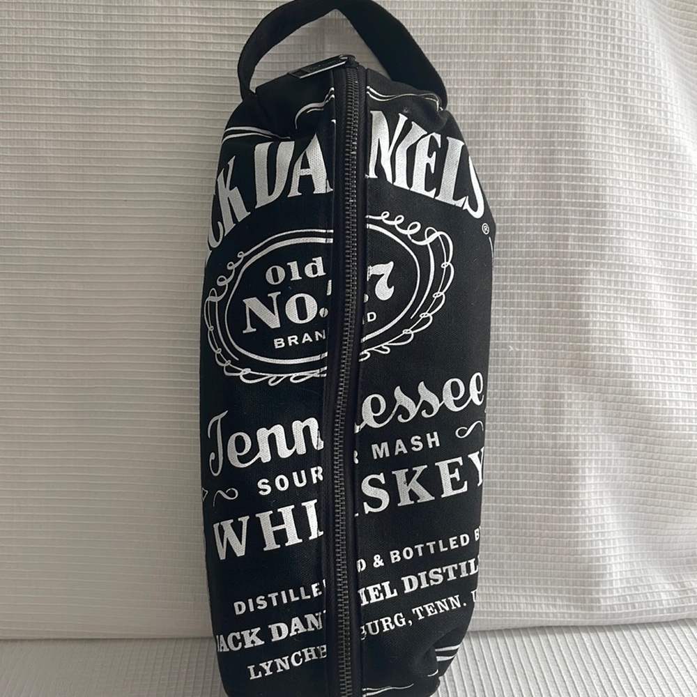 Jack Daniel’s 15” Travel Toiletry Bag Cloth Zipper Accessory Pouch Black & White